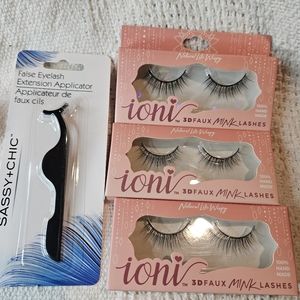 IONI 3D Faux Mink Lashes 👁️LOT of 3 Lashes👁️Natural Lite Wispy PLUS APPLICATOR